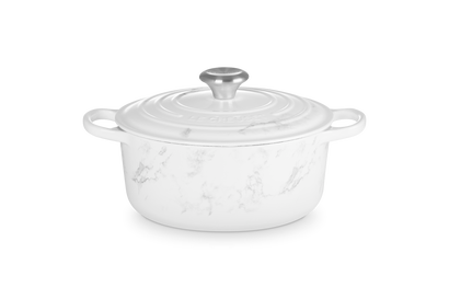 Cocotte ronde en fonte émaillée Marbre blanc