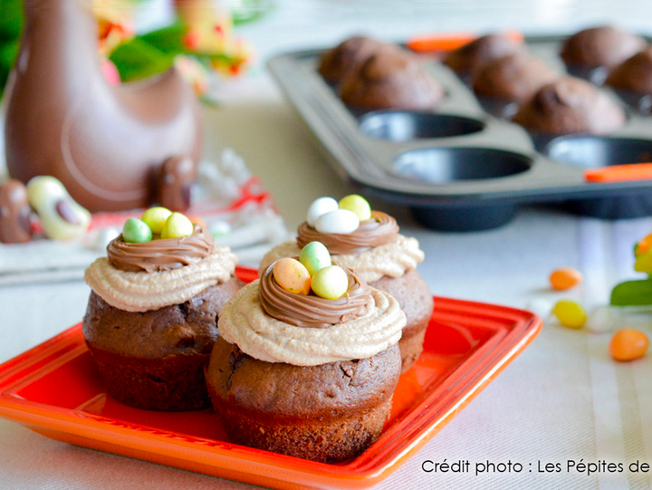 Muffins de Pâques tout choco et sa mousse praliné